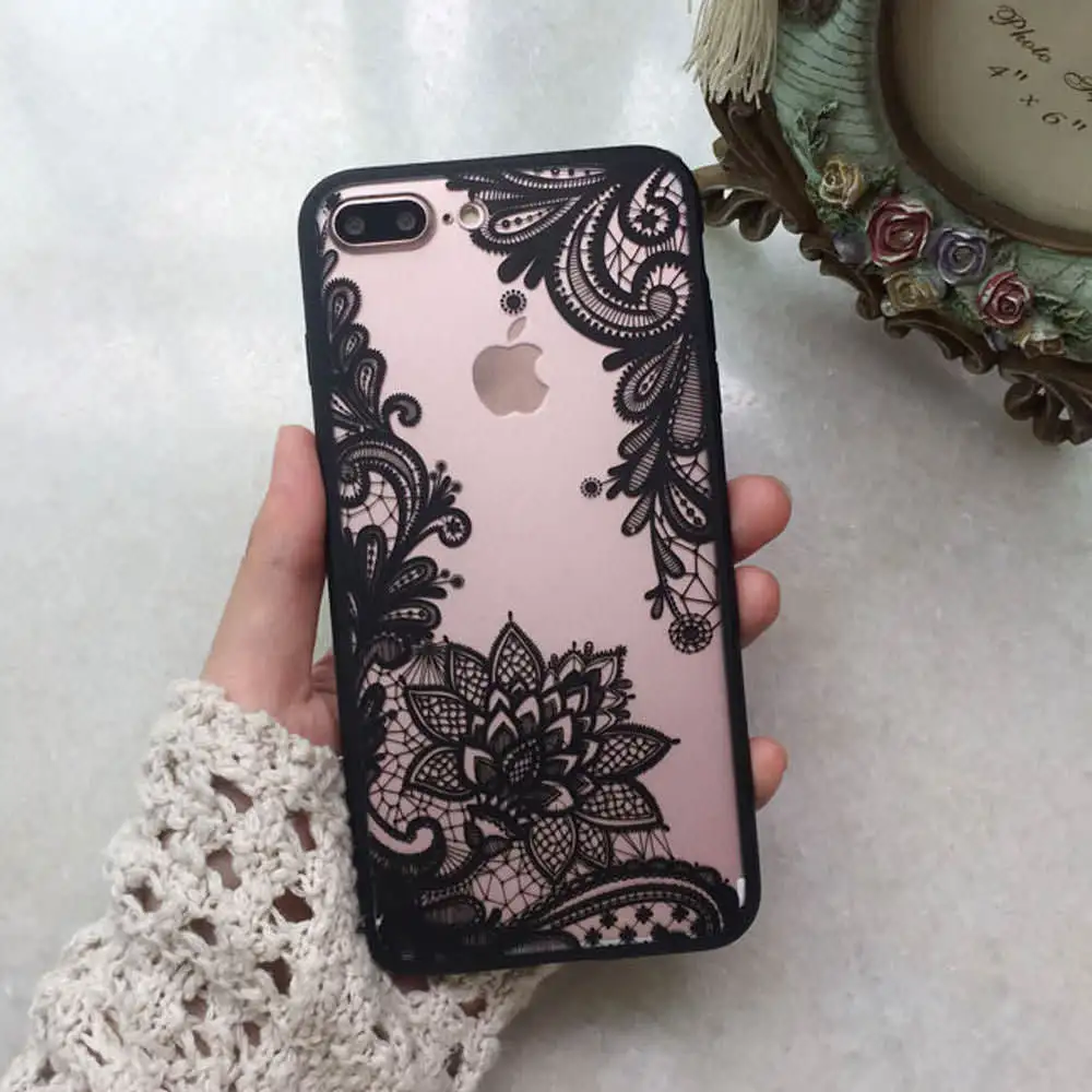 L-FADNUT Transparent Flower Hollow Lace Case For HUAWEI Mate 20 Lite Nova 4e Clear Back Shell P20 Pro P30 Girls Cover |