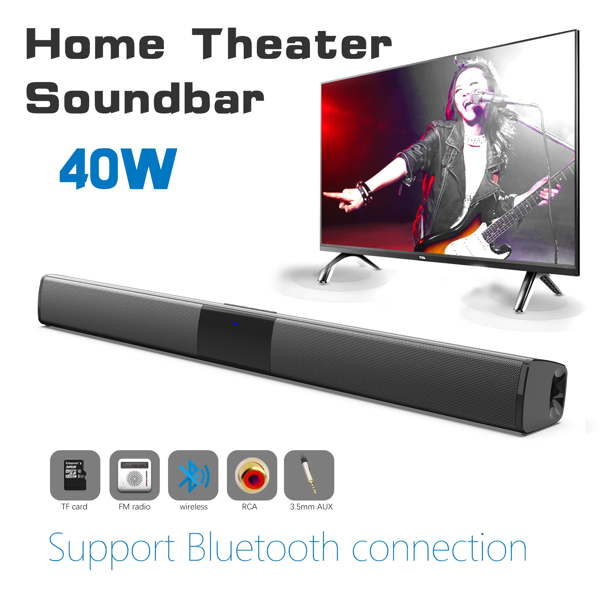 20w wireless bluetooth speaker tv sound bar 3d stereo home surround soundbar for phone pc theater tv speaker free global shipping