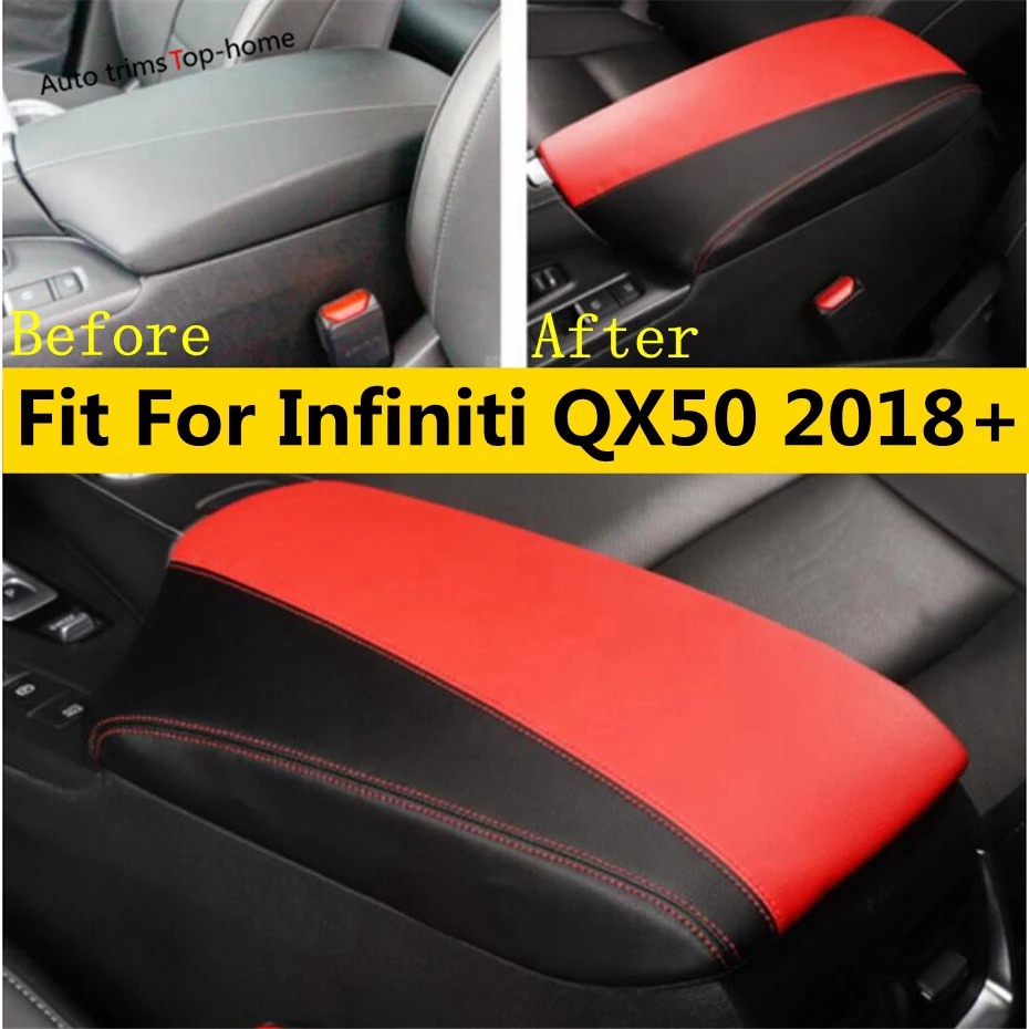 

For Infiniti QX50 2018 - 2022 Car PU Leather Center Console Seat Box Pad Armrest Cover Protective Holster Accessories