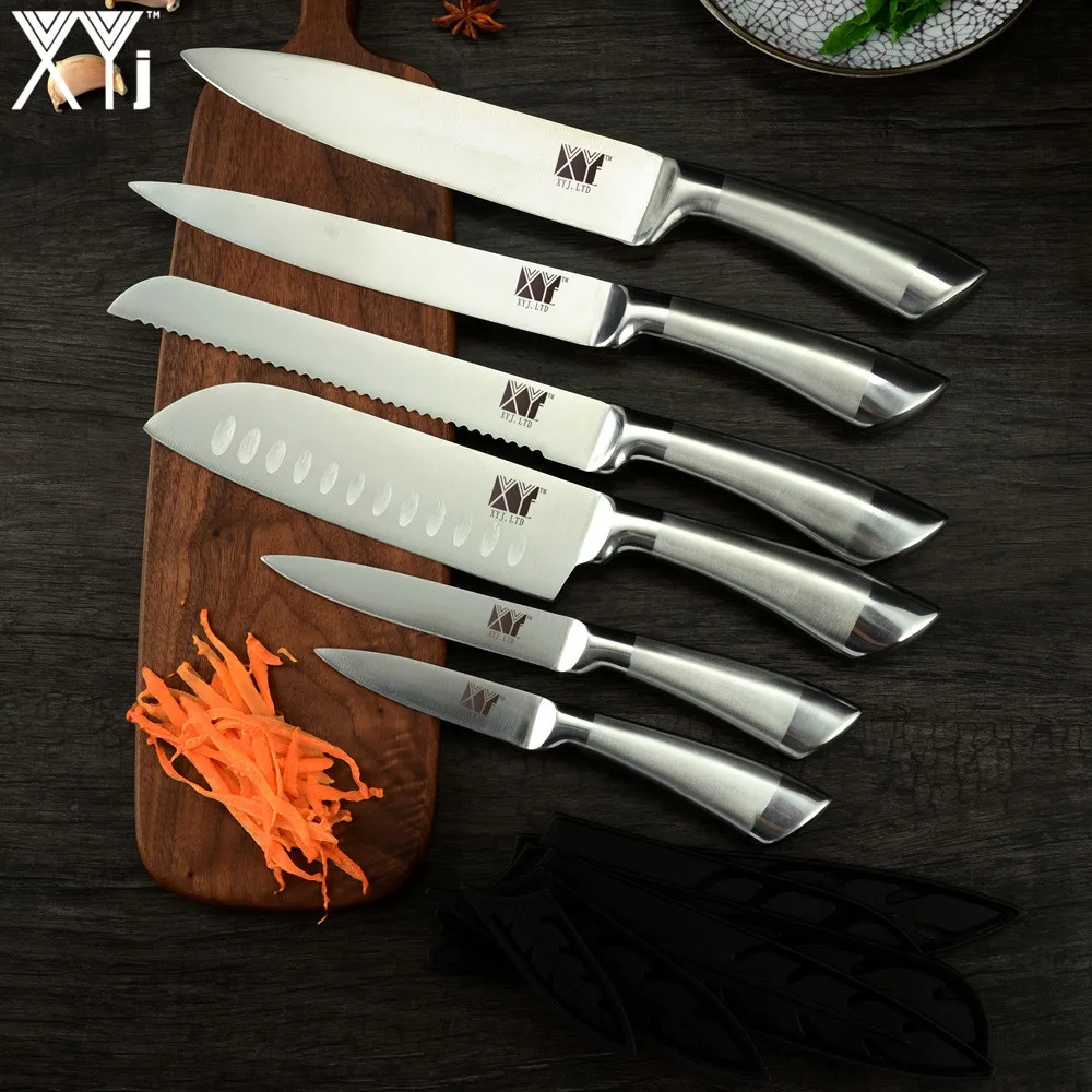 

XYj 7cr17 кухонные ножи из нержавеющей стали, набор фруктовых кухонных ножей сантоку шеф-повар нож для нарезки хлеба