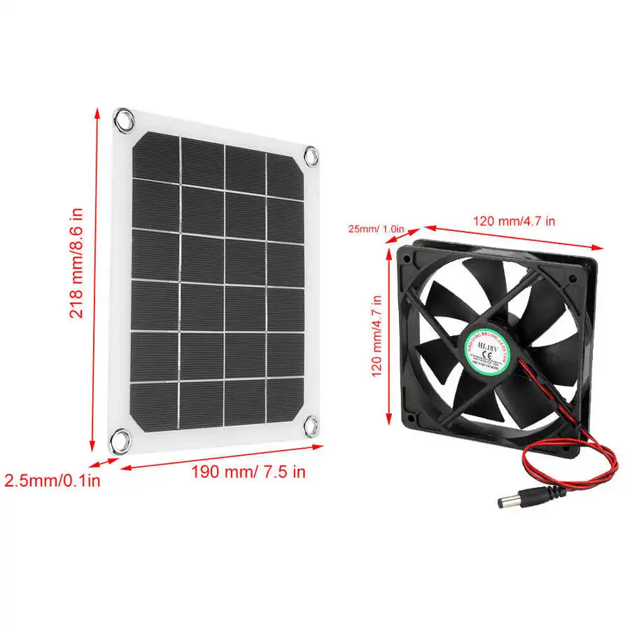 

6V 10W Outdoor Solar Power Panel Exhaust Fan USB Charging for Greenhouse Chicken House 2020