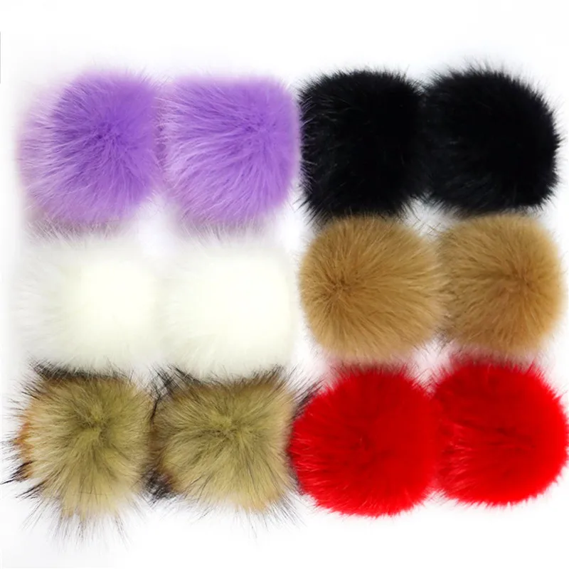 

12pcs 8cm Fluffy Plush Crafts Pom Pom Balls With Snap Button Furball Home Decor Sewing Supplies False Hairball Fox Fur Hat Ball
