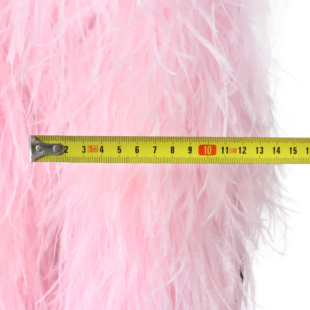 

20ply baby Pink Natural Ostrich Feathers Boa 0.5/1/2Meter ostrich feather wedding&Party Dress Decoration Shawl for Crafts