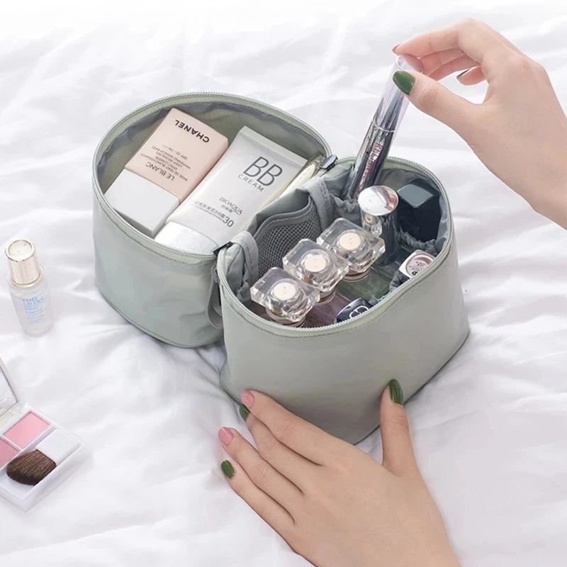 

NEW Fashion Women Makeup Barrel Bag Nylon Cosmetic Bags Beauty Case Make Up Organizer Toiletry box Kits Storage Travel Wash Bag