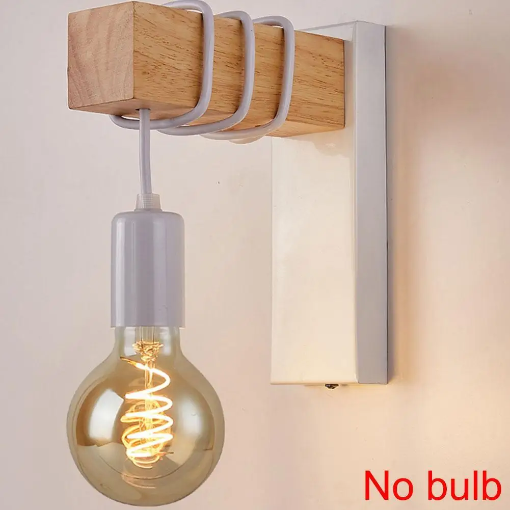 

No Bulb Iron Wood Nordic Black E27 Wall Light Fixture Lampara Pared Stairs Led Light Lamps For Home Lampara De Pared