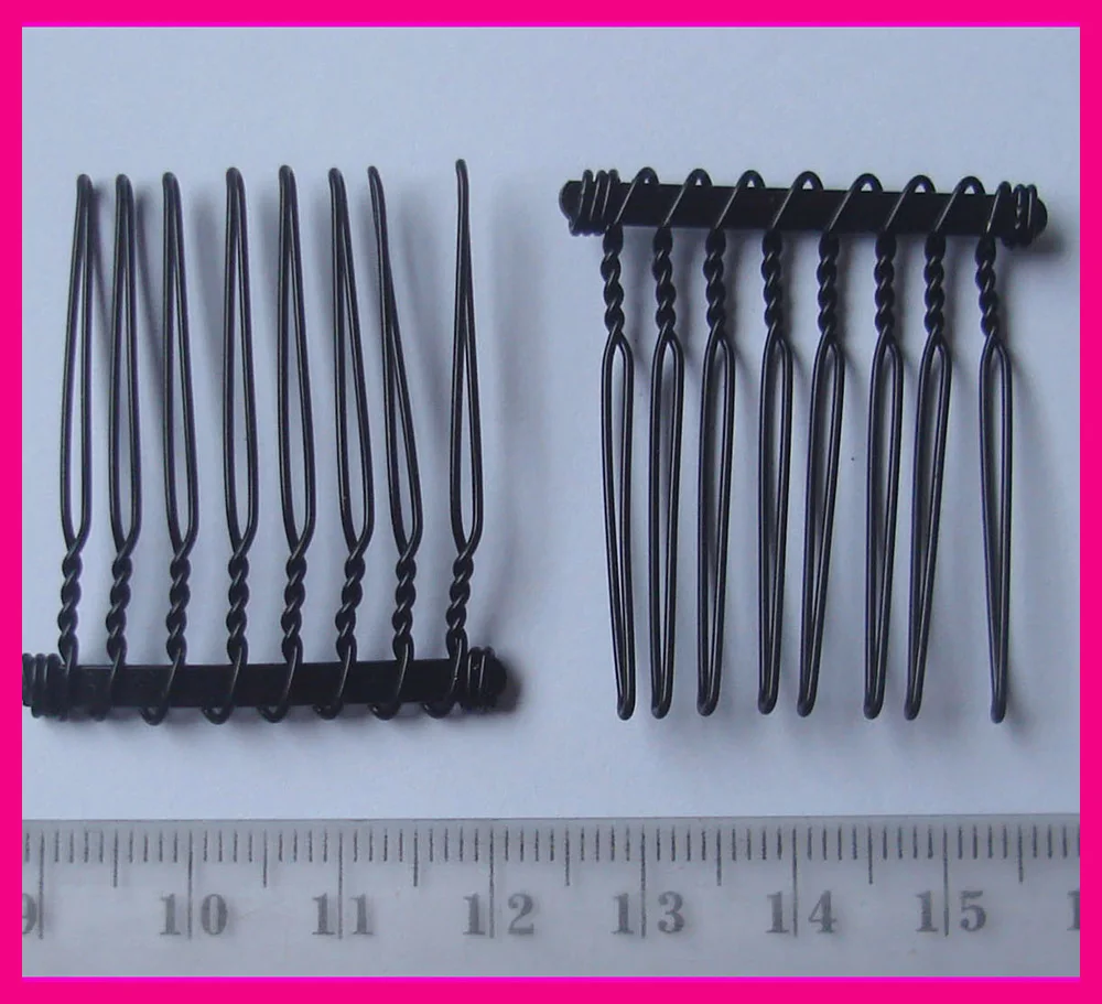 20 шт 8 зубов черный простой металлический скрученный Провод Волос Combsat без свинца