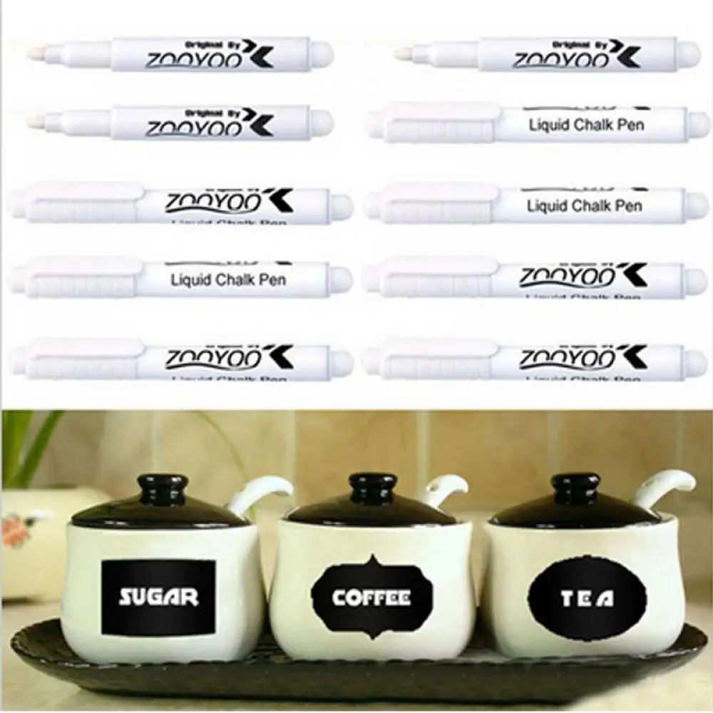 

4pcs White Liquid Chalk Marker Pen For Glass Window Chalkboard Sticker Dust-free Chalk Erasable Blackboard Pen Office Supplies