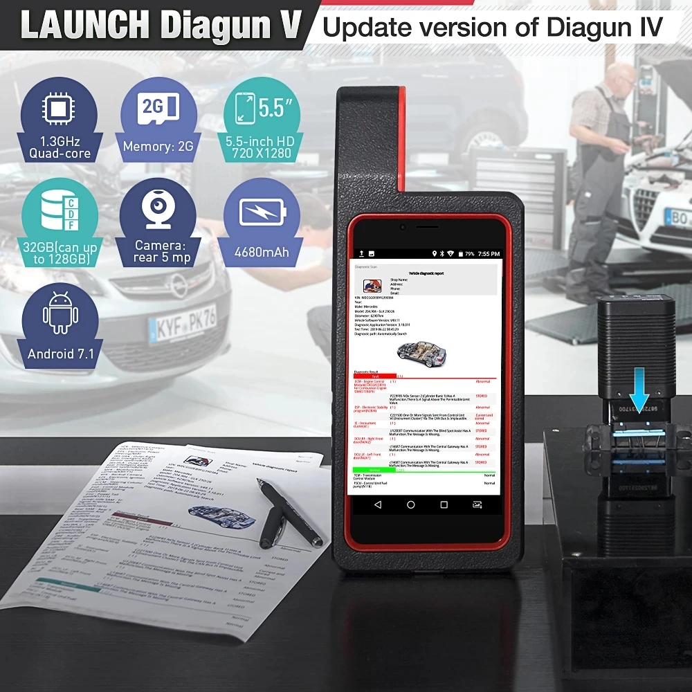 Диагностический сканер LAUNCH X431 Diagun V OBD2 прибор для полной диагностики OBDII pk MK808
