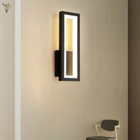 Minimalist Modern Wall Lamp Black Iron Frame Led Lights Living Room Background Decor Bedside Bedroom Personality Corridor Lamps