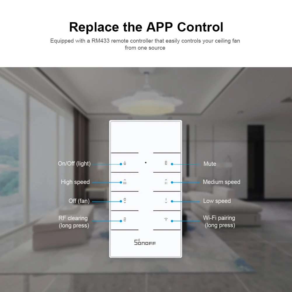 SONOFF iFan04-L WiFi потолочный вентилятор и управление светильник ler 100-120V eWeLink APP/ 433MHz RF