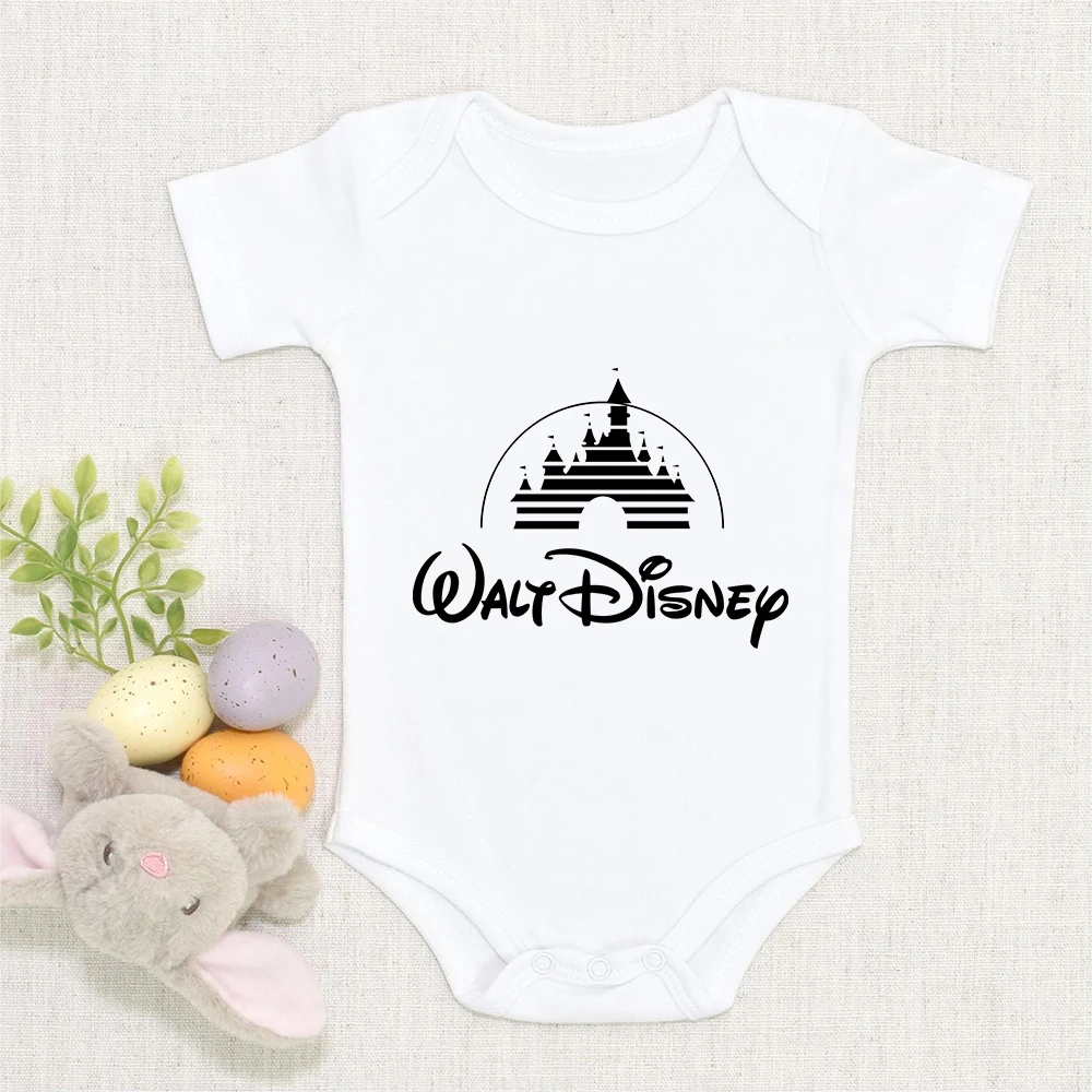 

Newborn Infant Baby Boy Girls Bodysuit WALT DISNEY Letter Castle Printing Romper Jumpsuit Clothes Outfits Baby Shower Gift