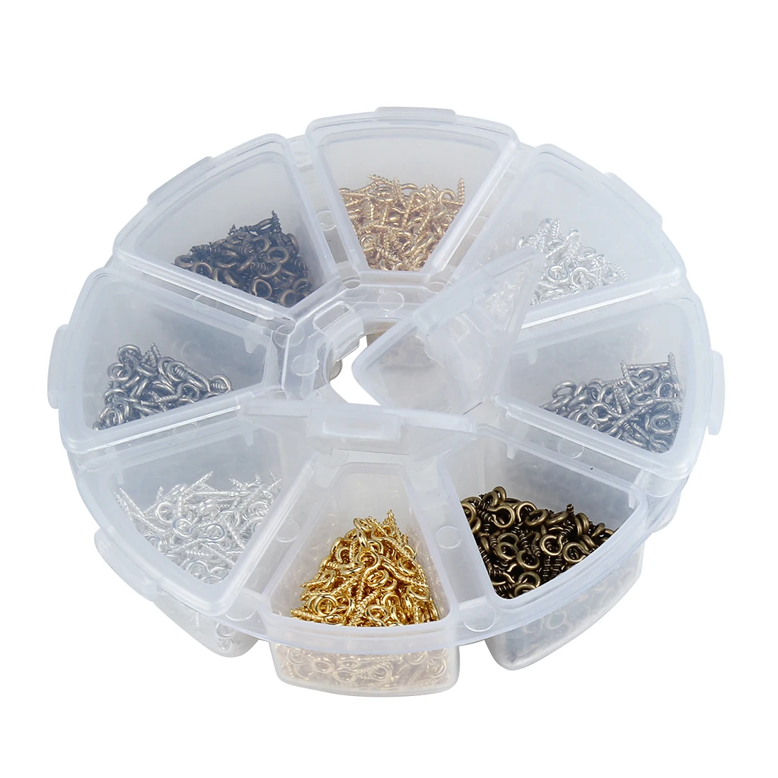 

Ciseng 800pc/box 10x4mm Antique Bronze/Gold/Rhodium/Silver Color Screw Eye Pins Bail Pendant Clasps for Jewelry Making Supplies