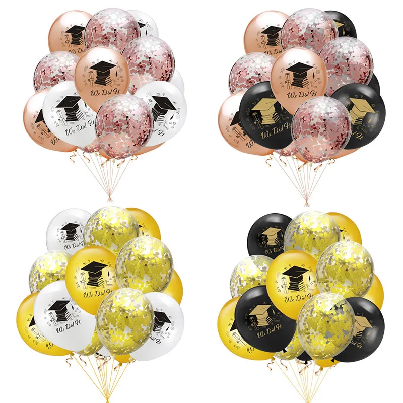 

10pcs Graduation Decorations Latex Balloons 2021 Congratulation Graduate Party Birthday Confetti Ballons Bachelor Cap Balloon