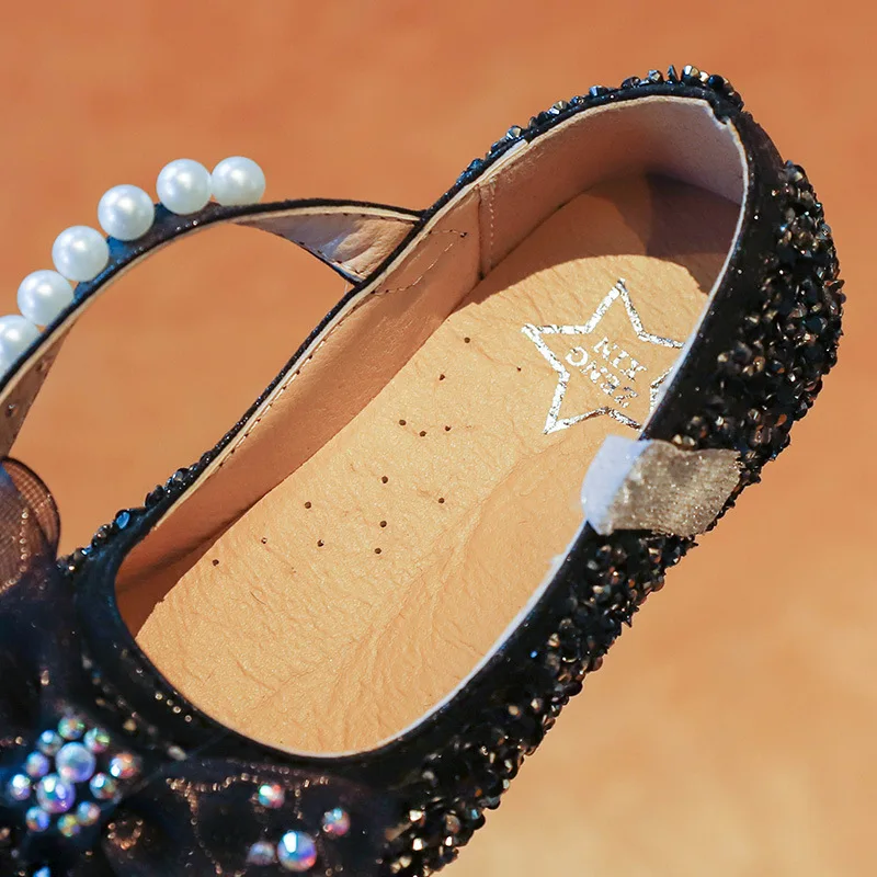 2021 Spring Summer New Children's Shoes Girls Fashion Bows Simple Sequined Pearls Princess Non-slip | Детская одежда и обувь