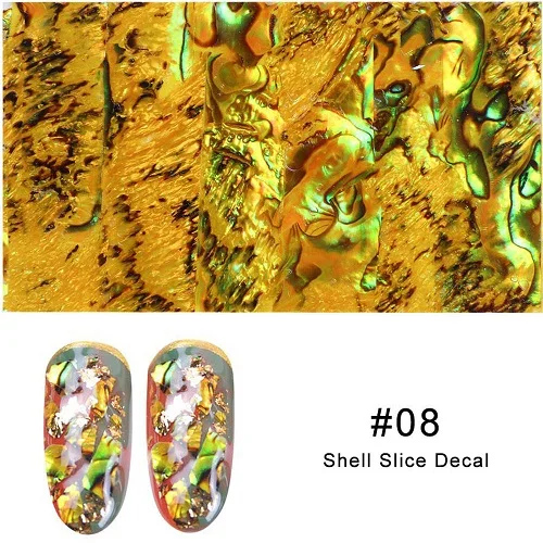 08 1Pc 3D Pearl Nails Polish Foils Glimmer Abalone Shell Pattern Nail Stickers Wraps Marble Mermaid DIY Nail Art Decoration - Цвет: 08