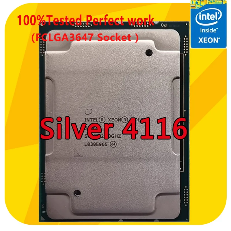 

Intel Xeon Silver 4116 SR3HQ 2.1GHZ 12-Cores 24-Thread 16.5MB Smart Cache CPU Processor 85W LGA3647 For Server Motherboard