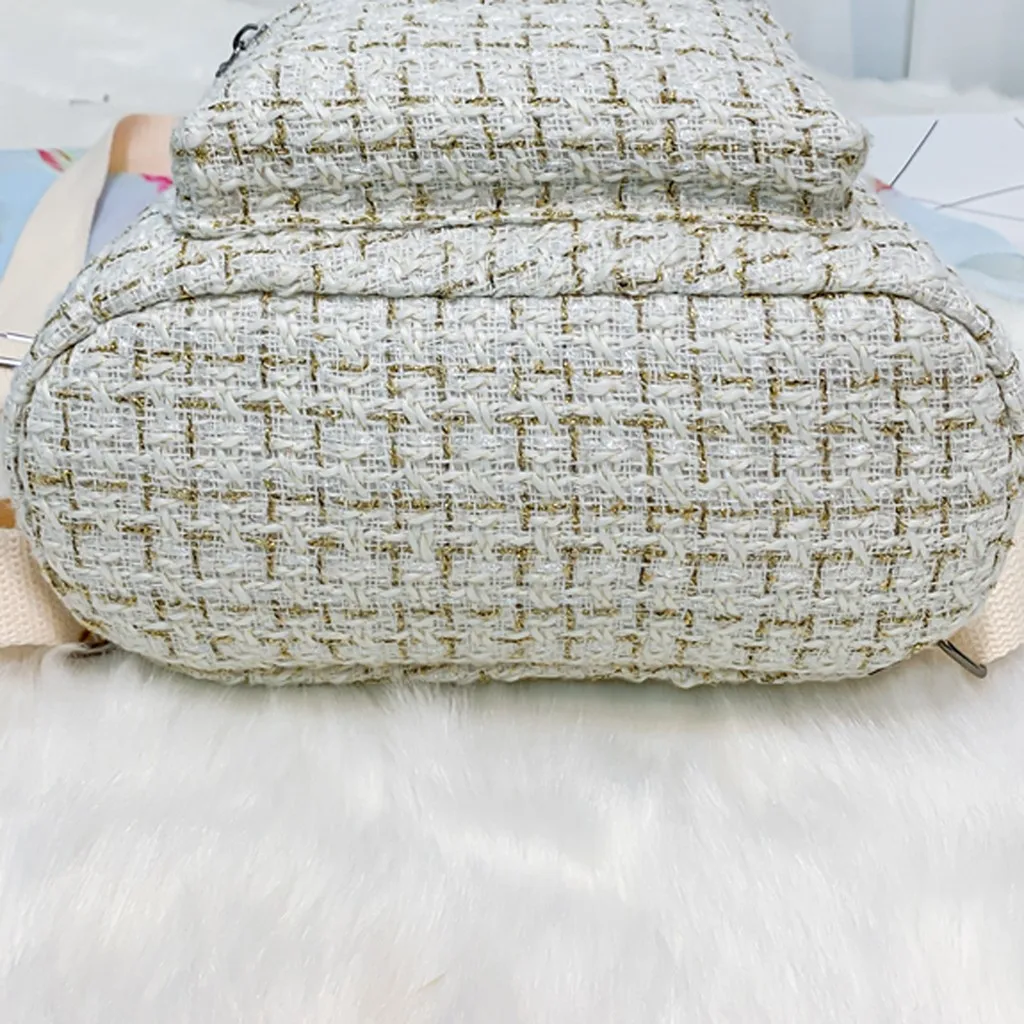 Модные рюкзаки уличные простые на молнии контрастные шерстяные мягкие женский