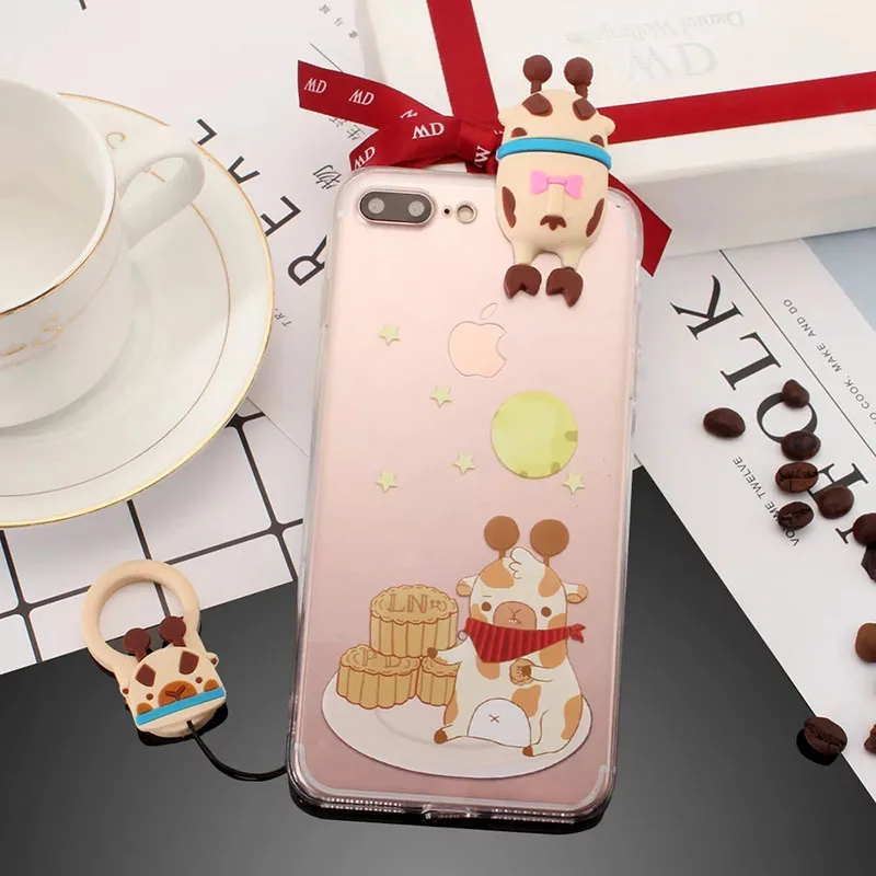 3D милая верёвочка для кролика чехол iPhone 6 6s 7 7plus 6plus защитная оболочка TPU PC