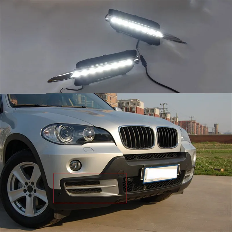 

1 Set 12v ABS LED For BMW X5 E70 2007 2008 2009 2010 DRL Daytime Running Lights Daylight Fog Lamp Cover Car-Styling
