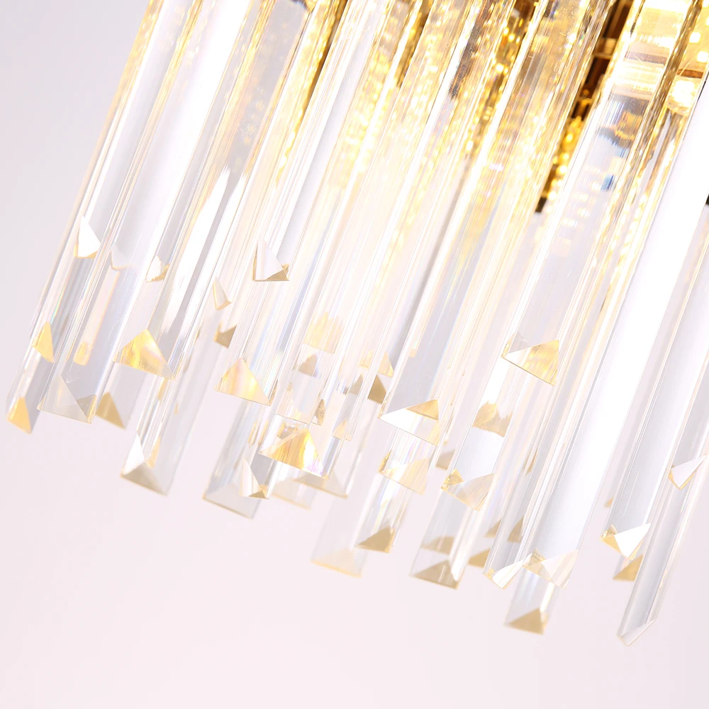 

Modern crystal chandelier for dining room luxury kitchen island chain cristal lamp home decor gold stainless steel light fixture
