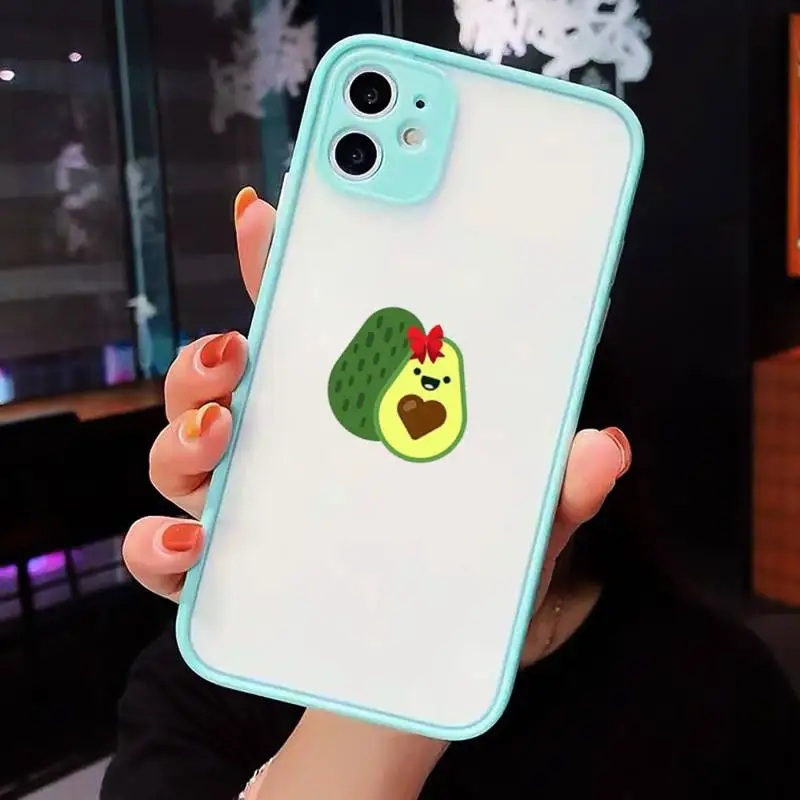 

Cute avocado cartoon fruit Phone Cases matte transparent For iphone 7 8 11 12 plus mini x xs xr pro max cover