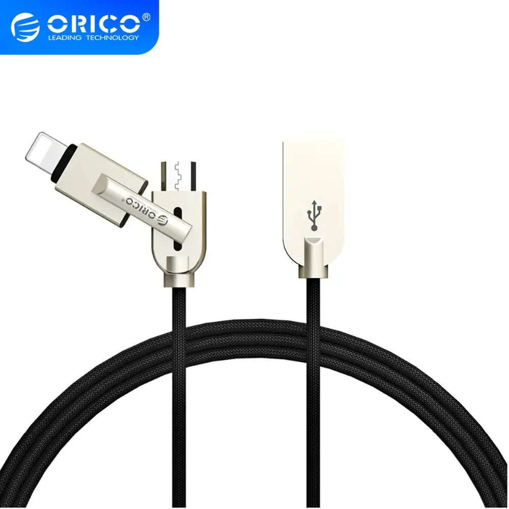 ORICO MLS Lighting Micro USB 2 in 1 Cable 2.4A Max Fast Charger Adapter For iphone ipad Samsung Xiaomi Huawei|Кабели для мобильных