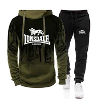 2021new lonsdale mens jogging sportswear windproof and warm sportswear suit cotton hoodie pants sports suit casual sweatshirt