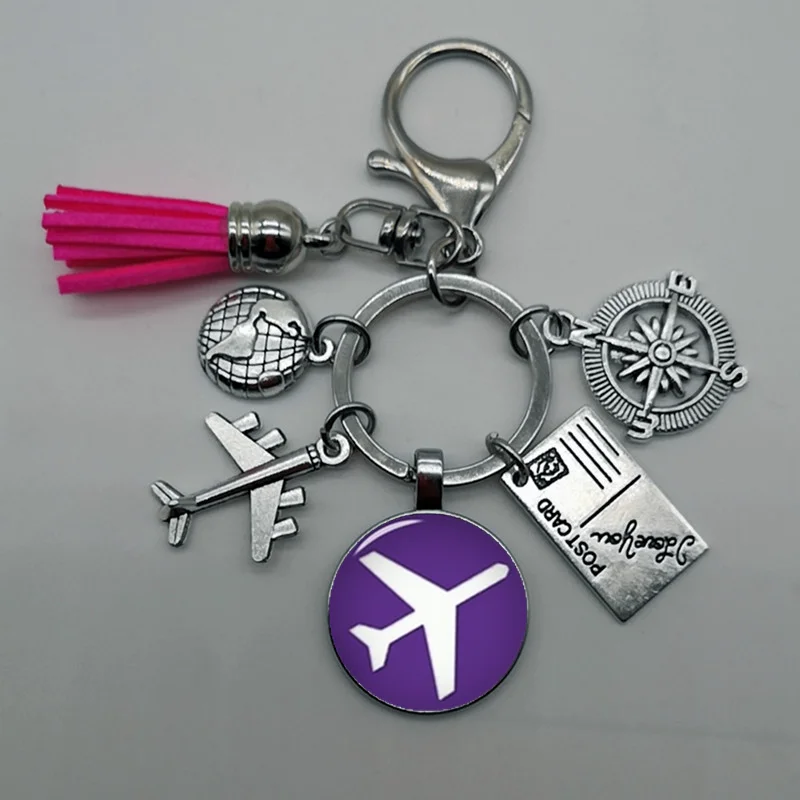 Брелок для ключей карта самолета мира открытие путешествий исследование