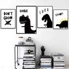 Черно-белые стены искусства Schilderen плакат RU Woonkamer Decoratie Voor принт с героями мультфильмов, динозавр Muur Картина на холсте Schilderij