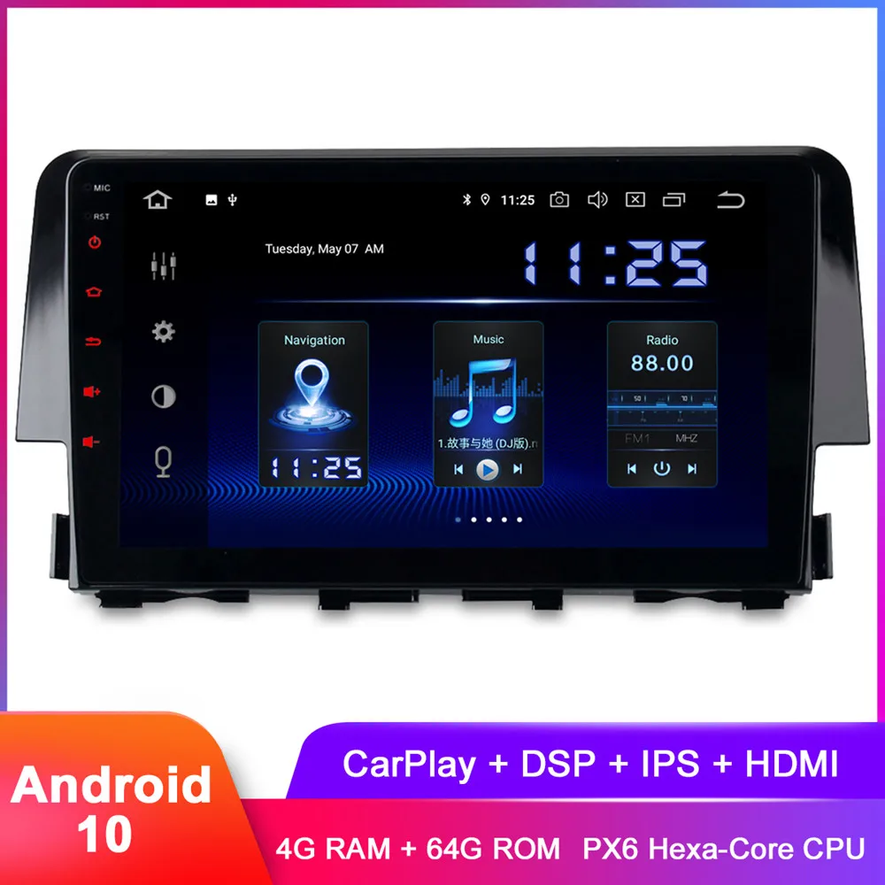 Dasaita 9 &quotIPS Android 10 автомобильное Стерео GPS для Civic2016 2017 2018 2019 радио WiFi HDMI DSP аудио