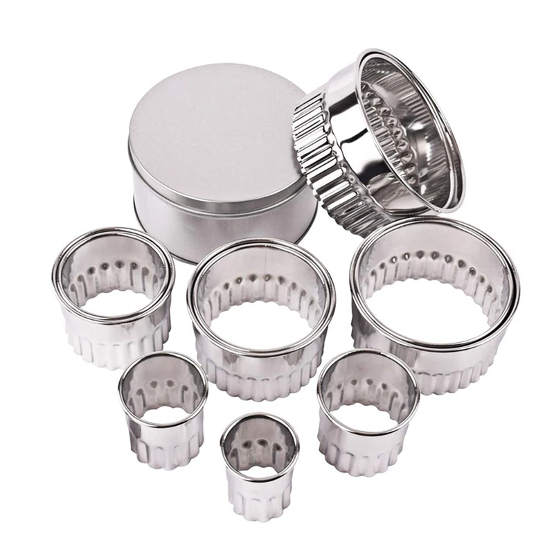Stainless Steel Fluted Edge Round Cookie Biscuit Cutter Set 12 Pieces Graduated Ring Sizes | Дом и сад