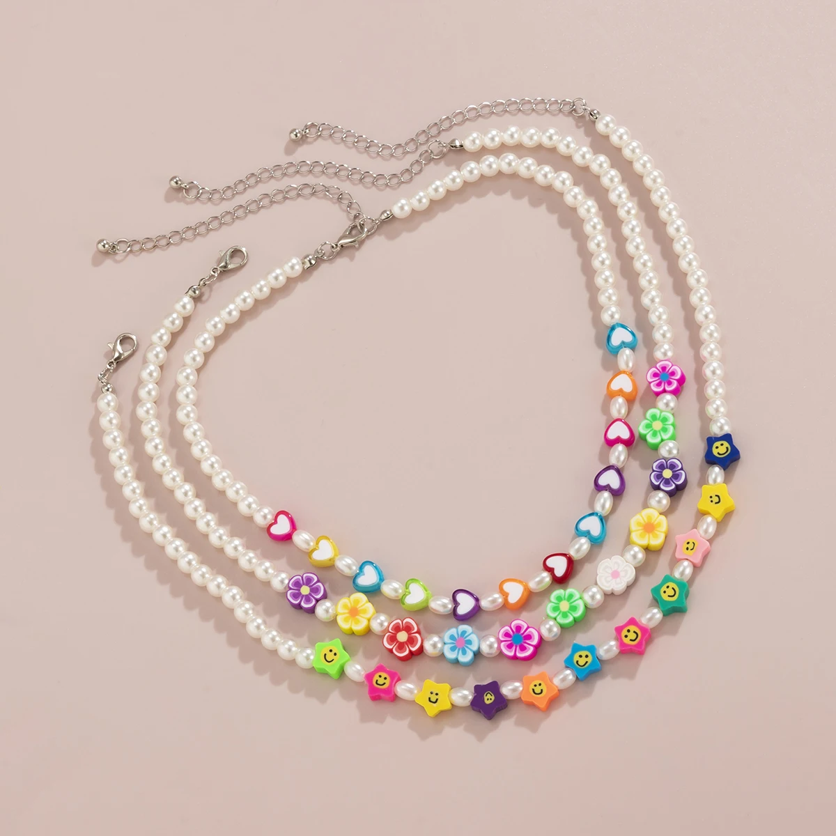 

Y2K Flower/Stars/Heart Short Choker Necklace for Women Bohemia Pearl Beads Chain Necklace on the Neck 2021 Fashion Jewelry Girls