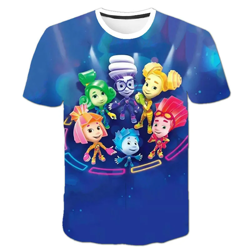 

2021 latest cartoon boy and girl print casual round neck T-shirt short sleeve