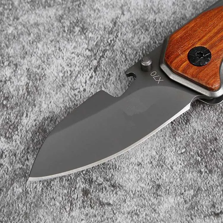Охотничий складной нож с лезвием из стали и древесной ручкой 55HRC | Инструменты