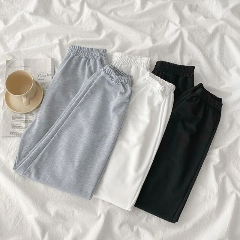 Модные женские брюки повседневные с высокой эластичной талией свободные