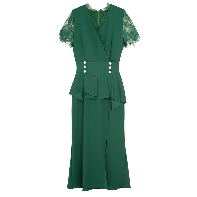 Платье женское коктейльное с V образным вырезом пикантное Тюлевое кружевное