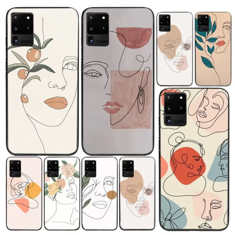 

Minimalist Abstract Single Line Girl Face Artwork Phone Case For Samsung A32 51 71 31 40 30s 21s Galaxy S9 10 20 Plus Note9 20