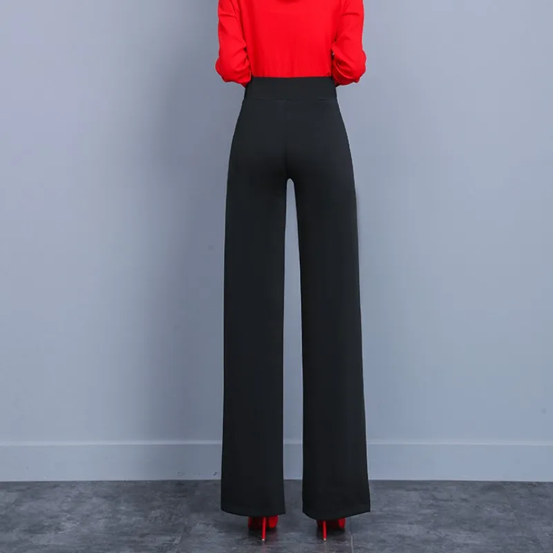 

Women High Waist Slim Fit Stretchy Flare Pants Office Ladies Suits Long Trousers Autumn Boot Cut Work Black Bell-bottomed Pants