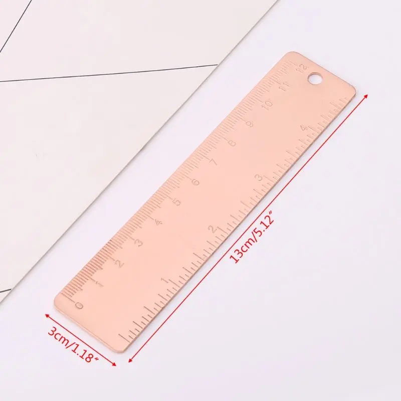 

Vintage Copper Brass Straight Ruler Bookmarks Label Cartography Painting Measuring Tool Office School Stationery