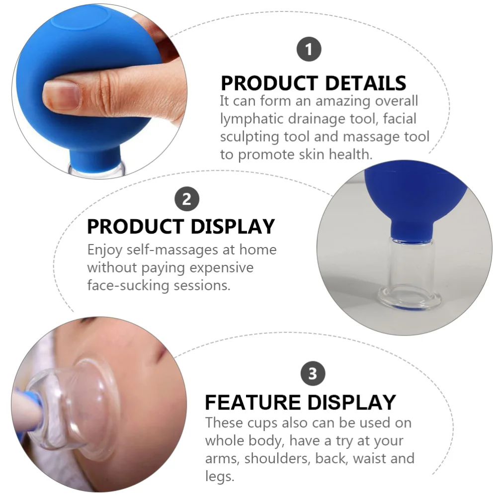 

1 Set 2pcs Vacuum Suction Cupping Cups Facial Cupping Tool Beauty Tool (Blue)