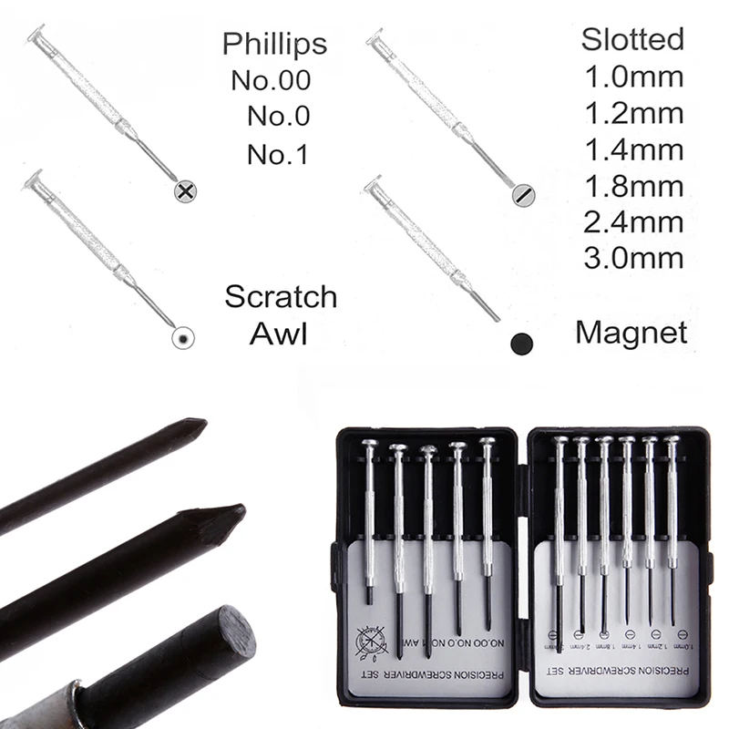 

11Pcs Micro Screwdriver Set Precision Watch Jewelry Glasses Sunglasses Repairs Kit