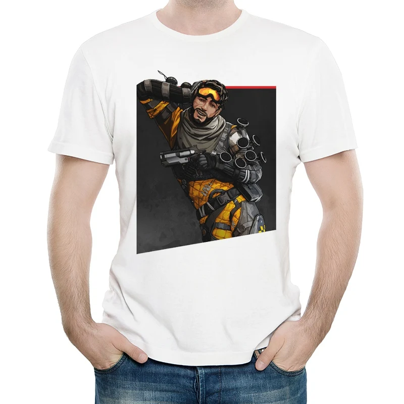 Мужская футболка с коротким рукавом Apex Legends белая логотипом Повседневная |