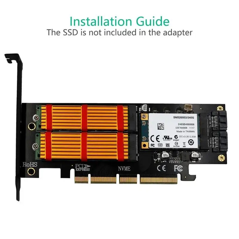 M.2 NVMe SSD NGFF mSATA к PCI E X4/X8/X16 Raiser M Key B 3 в 1 Express Riser Card PCIE SATA адаптер|Платы расширения| |