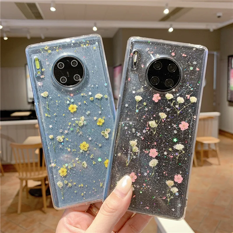 Чехол для Huawei P40 P30 P20 Mate 20 30 Pro Nova 7 6 5 SE прозрачный чехол из ТПУ с блестками и