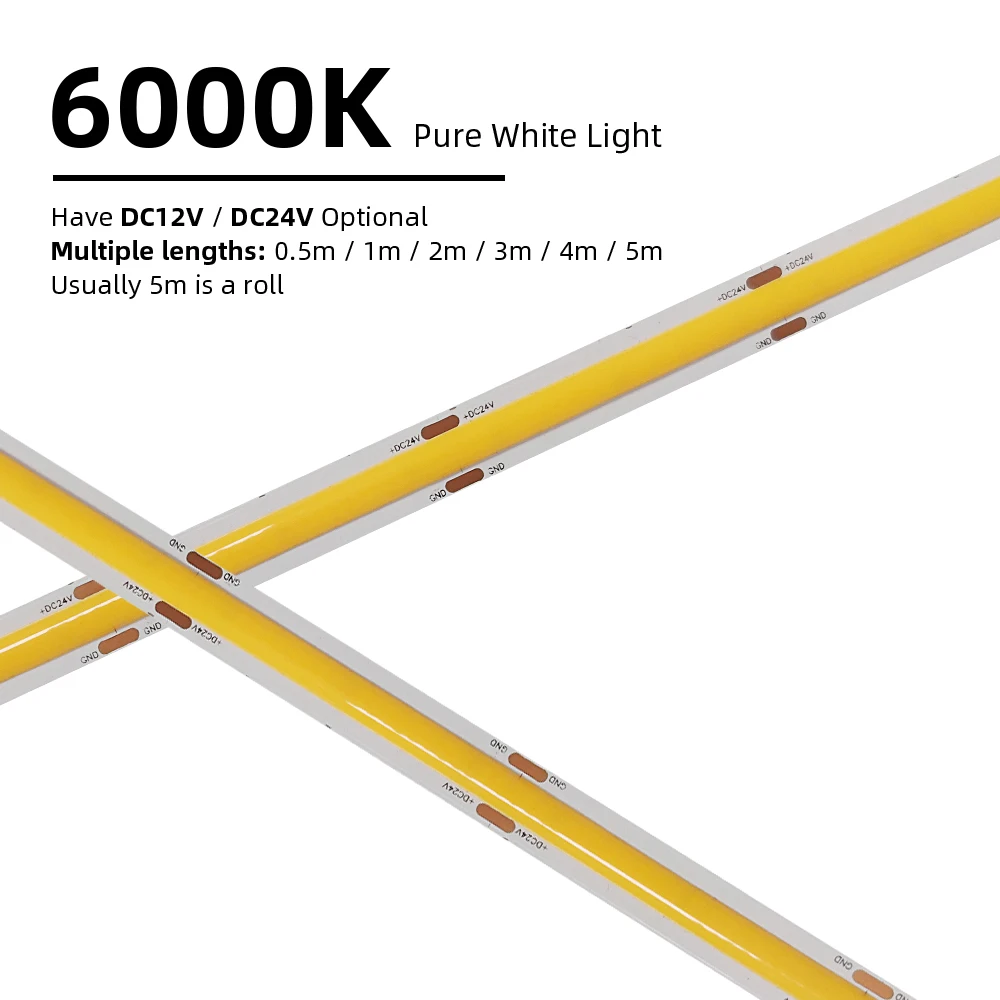 Светодиодная лента с монолитным блоком светодиодов 6000K линейное освещение