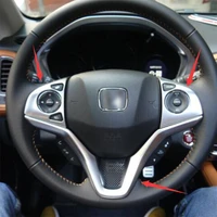 for honda hrv hr v vezel 2015 2016 2017 abs chrome 3pcs car steering wheel button frame panel cover trim car styling accessories