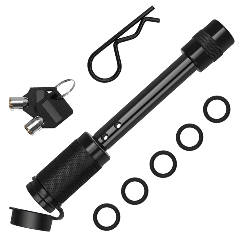 

5/8 inch Extra Long Heavy Duty Trailer Hitch Locking Pin Set Receiver Hitch Lock with Anti-Rattle, Keys, Rubber Cap for Class II
