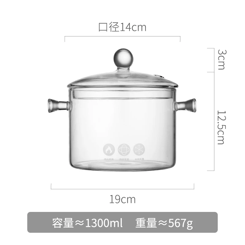 

Transparent Glass Soup Pot Household Kitchen Vegetable Salad With Lid Cute Soup Pot Cooking Utensilios De Cocina Cookware BC50TG