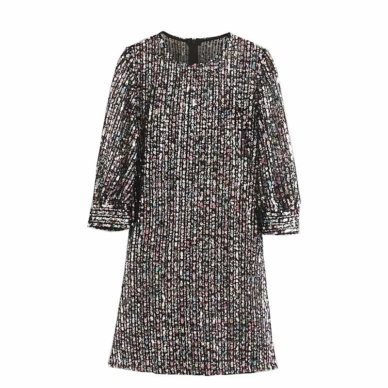 2020 осеннее модное сексуальное мини платье с блестками для женщин однотонное