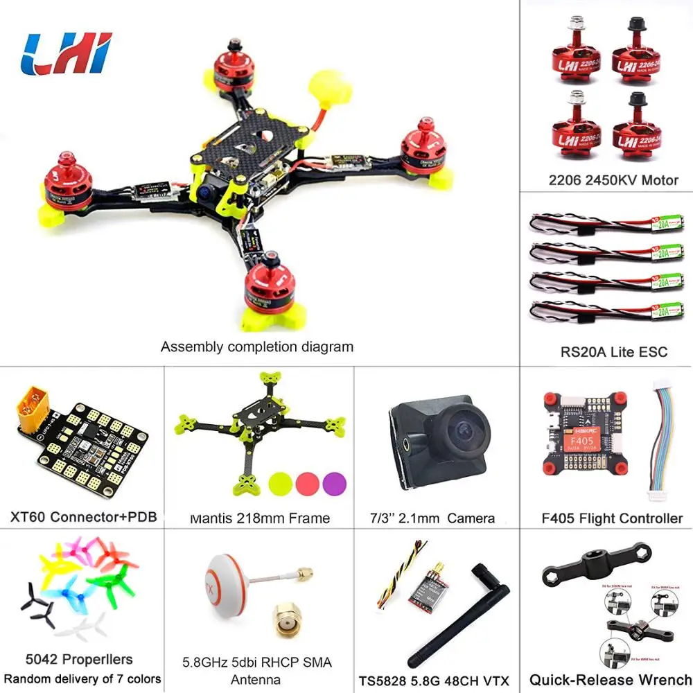 LHI 218 мм Гонка Quad углеродного волокна + hkrc F405 управление полетом RS2206 2205 2450KV
